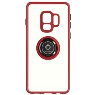 Etui i futerały do telefonów - Etui z dwóch materiałów do Samsunga Galaxy S9 z metalowym pierścieniem, stojak na wideo, czerwone - miniaturka - grafika 1
