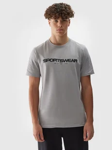 Męski t-shirt z nadrukiem 4F 4FWAW24TTSHM1586 - szary - Koszulki sportowe męskie - miniaturka - grafika 1