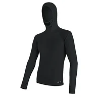 Koszulki sportowe męskie - Męska koszulka Sensor Merino DF z kapturem Rozmiar: S / Kolor: czarny - miniaturka - grafika 1
