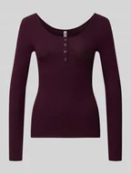 Bluzki damskie - Bluzka z długim rękawem o kroju slim fit z mieszanki bawełny model ‘KITTE’ - miniaturka - grafika 1