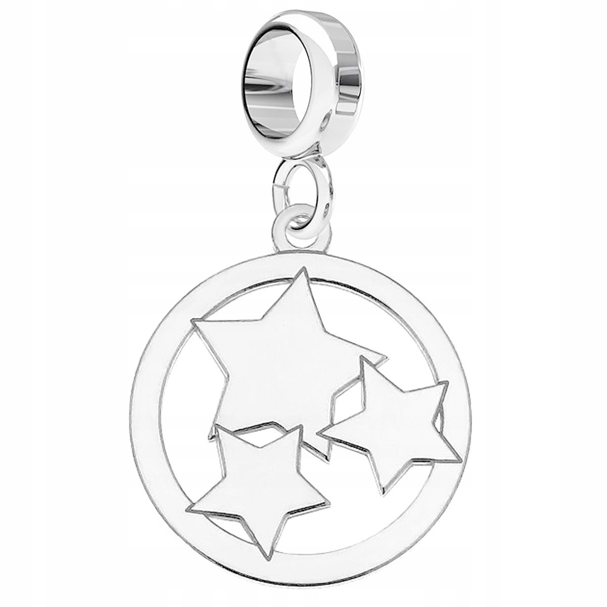 Charms Srebrny Gwiazdki w Kole Koło Kółko Kosmos Gwiazdy Stars SREBRO 925