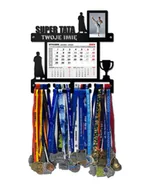 Kalendarze - Wieszak na medale SUPER TATA z kalendarzem i ramką na zdjęcie twoje imię dowolny tekst 411.1 - miniaturka - grafika 1