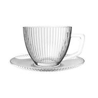 Filiżanki - Filiżanka ze spodkiem szklana Rimini 250 ml transparentny - miniaturka - grafika 1