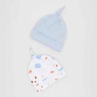 Czapeczki dla niemowląt - Reserved - Bawełniana czapka z pętelką 2 pack - Niebieski - grafika 1