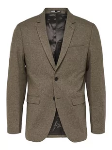 SELETED HOMME Męska kurtka garniturowa Slhslim-Mark Wool BLZ B Noos, brązowy, 46 - Kurtki męskie - miniaturka - grafika 1