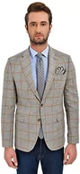 Kurtki męskie - Bonamaison Kurtka męska w kratkę, Comfort Fit 6 Drop Business Suit Jacket, beżowa, standardowa - miniaturka - grafika 1