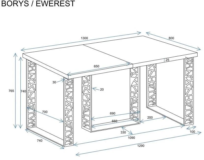 Stół rozkładany BORYS 130330x80 beton ciemny ENDO