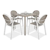 Meble ogrodowe - Zestaw Nardi PALMA/CUBE 80 4+1 Bianco Tortora - miniaturka - grafika 1