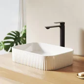 Umywalki - EMKE Umywalka ceramiczna 45x32x11 cm, Prostokątna Umywalka nablatowa, brylantowa biel - miniaturka - grafika 1