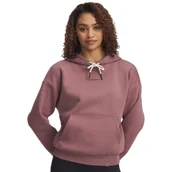 Bluzy damskie - Damska bluza dresowa nierozpinana z kapturem Under Armour Project Rock Icon Fleece - różowa - UNDER ARMOUR - miniaturka - grafika 1