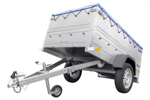UNITRAILER Nowa przyczepa samochodowa GARDEN TRAILER 200 KIPP z kołem podporowym, burtami bis i pokrowcem niebieskim płaskim UT004237 - Przyczepy - miniaturka - grafika 1