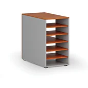 Regały biurowe - Szafka z półkami do biurka PRIMO GRAY, prawa, szary/wiśnia - miniaturka - grafika 1
