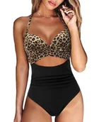 Stroje kąpielowe - JEDNOCZĘŚCIOWY STRÓJ KĄPIELOWY PANTERKA PUSH UP M - miniaturka - grafika 1