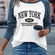 Bluzki damskie - TEMU Koszulka Damska z DﾅＶgim Rﾄ冖awem - Kolorowy Blok Beﾅｼowo-BiaﾅＺ, Pranie Maszynowe, Casualowa Bluzka na Wiosnﾄ�/Jesieﾅ�, TrwaﾅＢ Tkanina - miniaturka - grafika 1