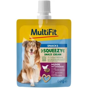 MultiFit Squeezy Snack Cream Kurczak z nasionami chia 10x60 g - Przysmaki dla psów - miniaturka - grafika 1