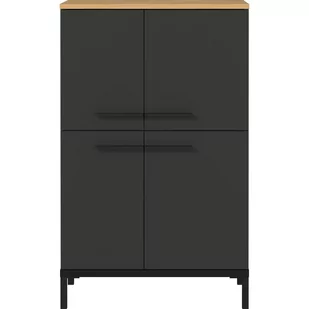 Ciemnoszara wysoka szafka łazienkowa w dekorze dębu 60x97 cm Yonkers – Germania - Szafki łazienkowe - miniaturka - grafika 1