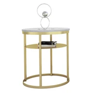 Ławy i stoliki kawowe - Okrągły stolik kawowy beton + złoty A8-F94 - miniaturka - grafika 1