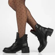 Botki damskie - Filippo Botki Damskie Skórzane Ocieplane Czarne-41 - miniaturka - grafika 1