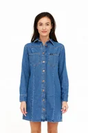 Sukienki - WRANGLER WESTERN DRESS MID INDIGO W24JLLX8E S - miniaturka - grafika 1