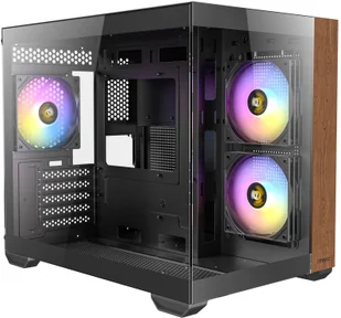 Antec CX600M Wood PC Gehäuse, Mini-Tower, Micro-ATX, Tempered Glass - schwarz, Holz - Obudowy komputerowe - miniaturka - grafika 1