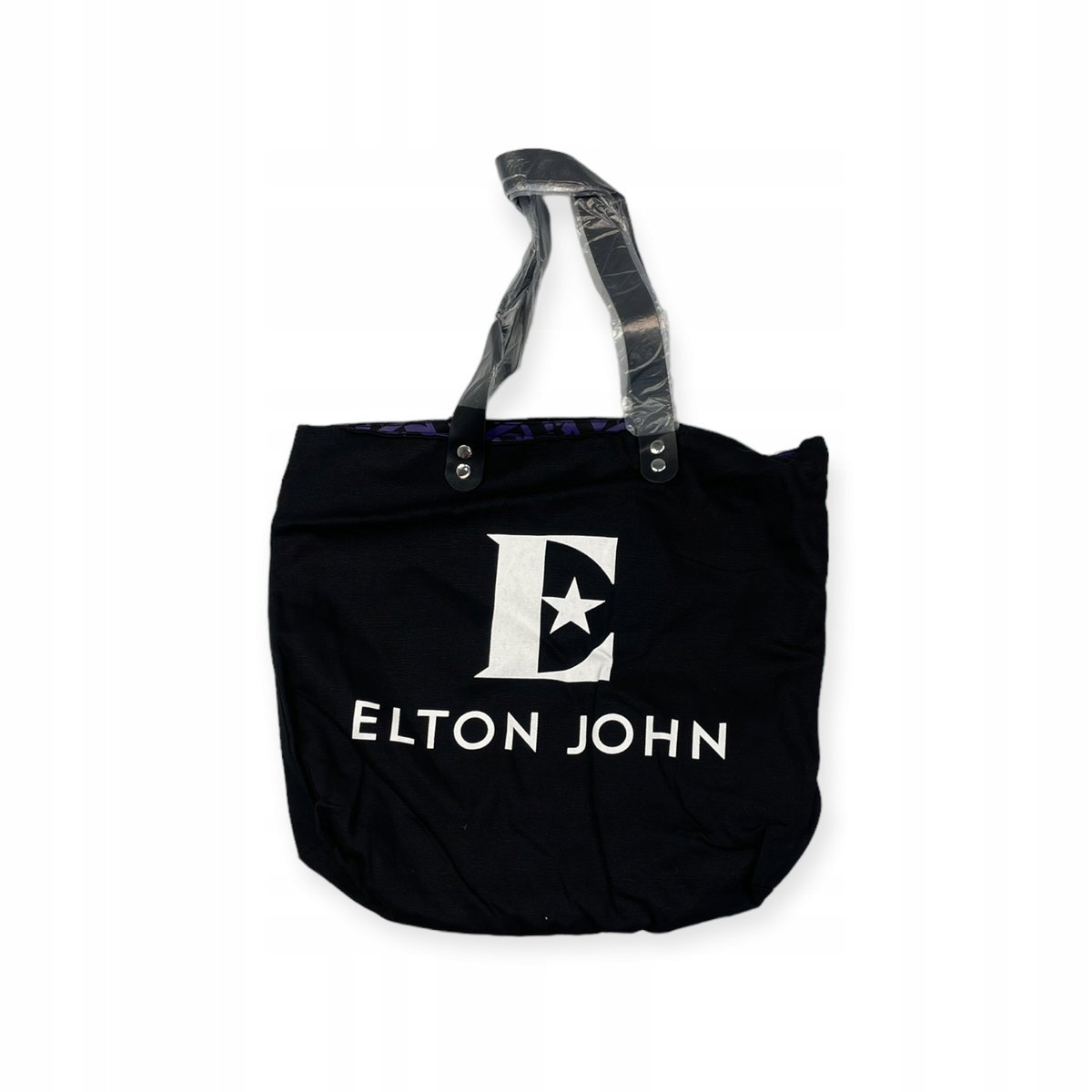 Pojemna czarna torebka damska z uchwytami A4 Elton John