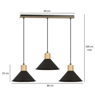 Emibig Rowen lampa wisząca 3-punktowa czarna 1044/3 1044/3 - Lampy sufitowe - miniaturka - grafika 6