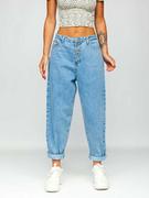 Spodnie damskie - Niebieskie spodnie jeansowe damskie slouchy Denley BS583 - miniaturka - grafika 1