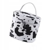 Kosmetyczki, organizery i kuferki - eCarla, Kosmetyczka Damska Z Uchwytem Biała-Łaty - miniaturka - grafika 1