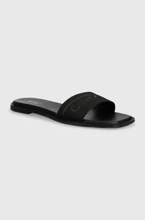 Calvin Klein klapki FLAT SLIDE HE damskie kolor czarny HW0HW01989 - Klapki i japonki damskie - miniaturka - grafika 1