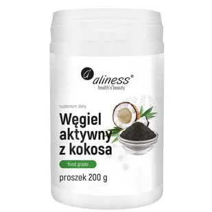 Węgiel aktywny z kokosa " FOOD GRADE" proszek 200 g Aliness suplement diety - Układ pokarmowy - miniaturka - grafika 1