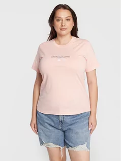 Koszulki i topy damskie - Calvin Klein Jeans Plus T-Shirt J20J217518 Różowy Regular Fit - grafika 1