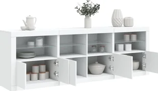 vidaXL Szafka z oświetleniem LED, biała, 202x37x67 cm - Szafki RTV - miniaturka - grafika 1