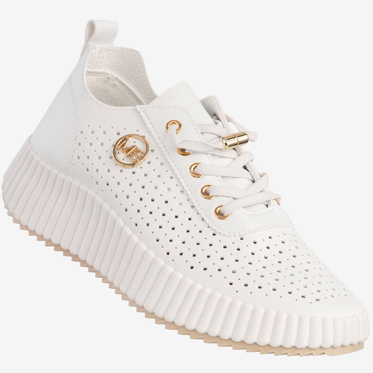 Sneakersy Damskie Ekoskóra Buty Na Platformie Półbuty Białe MSMG TL551-9 Biały 39