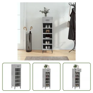 The Living Store Szafka na buty betonowa szara 30x35x105 cm materiał drewnopochodny - Szafki na buty - miniaturka - grafika 1