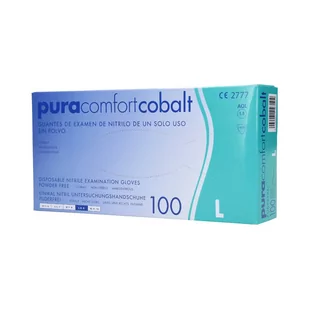 PURA COMFORT, Jednorazowe rękawiczki z nitrylu, kolor kobaltowy, rozmiar L, 100 szt. - Rękawiczki jednorazowe - miniaturka - grafika 1