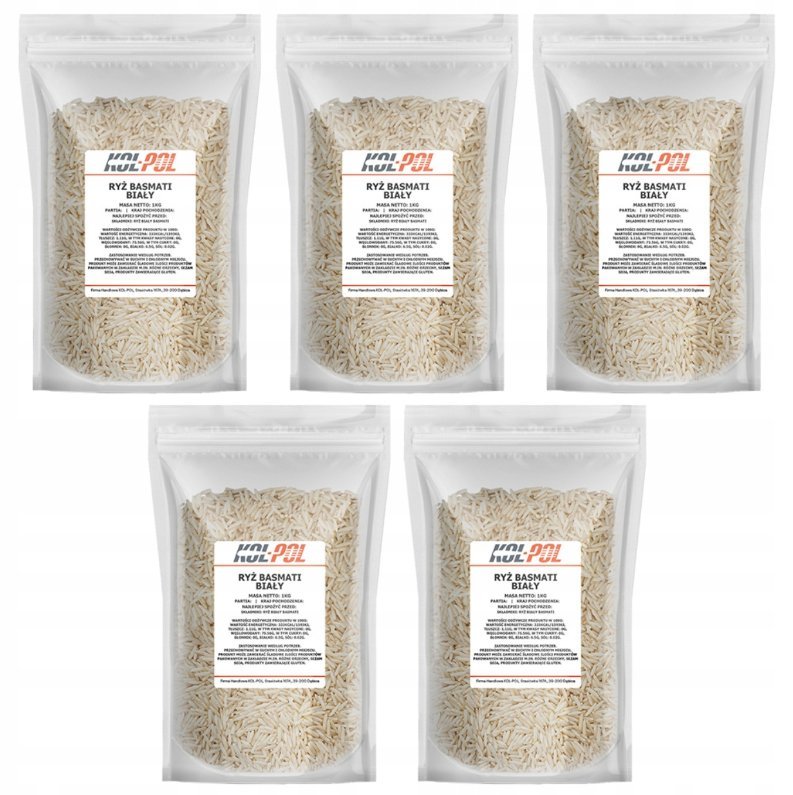 Zestaw Ryż basmati Kol-pol 5x1 kg