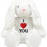 Maskotki i pluszaki - PRZYTULANKA KRÓLIK BIAŁY I love You Serce Miłość PREZENT WALENTYNKI Wzory - miniaturka - grafika 1