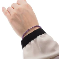 Bransoletki - Bransoletka regulowana - Ametyst fasetowane kulki i srebro - miniaturka - grafika 1