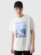 Koszulki męskie - 4F T-shirt męski bawełniany 4FRSS24TTSHM2132-10S Biały Roz. L - miniaturka - grafika 1