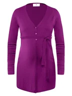 Swetry damskie - Damski sweter długi wełniany wiązany amarantowy Bellybutton Maternity, r.XXL - miniaturka - grafika 1