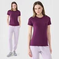Koszulki i topy damskie - Koszulka Damska 4F T-shirt Slim Fit Bawełna Fioletowa 4FWSS25TTSHF2351 XL - miniaturka - grafika 1