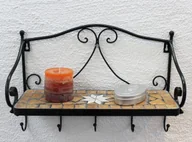 Ręczniki - DanDiBo półka ścienna mozaika Merano 050550 metal 42 cm wieszak na ręczniki półka łazienkowa z haczykiem - miniaturka - grafika 1