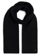 Apaszki i szaliki damskie - Tommy Hilfiger Szalik damski - EDS ESSENTIAL FLAG FUZZY SCARF Kobiety czarny jednolity, ONE SIZE - miniaturka - grafika 1