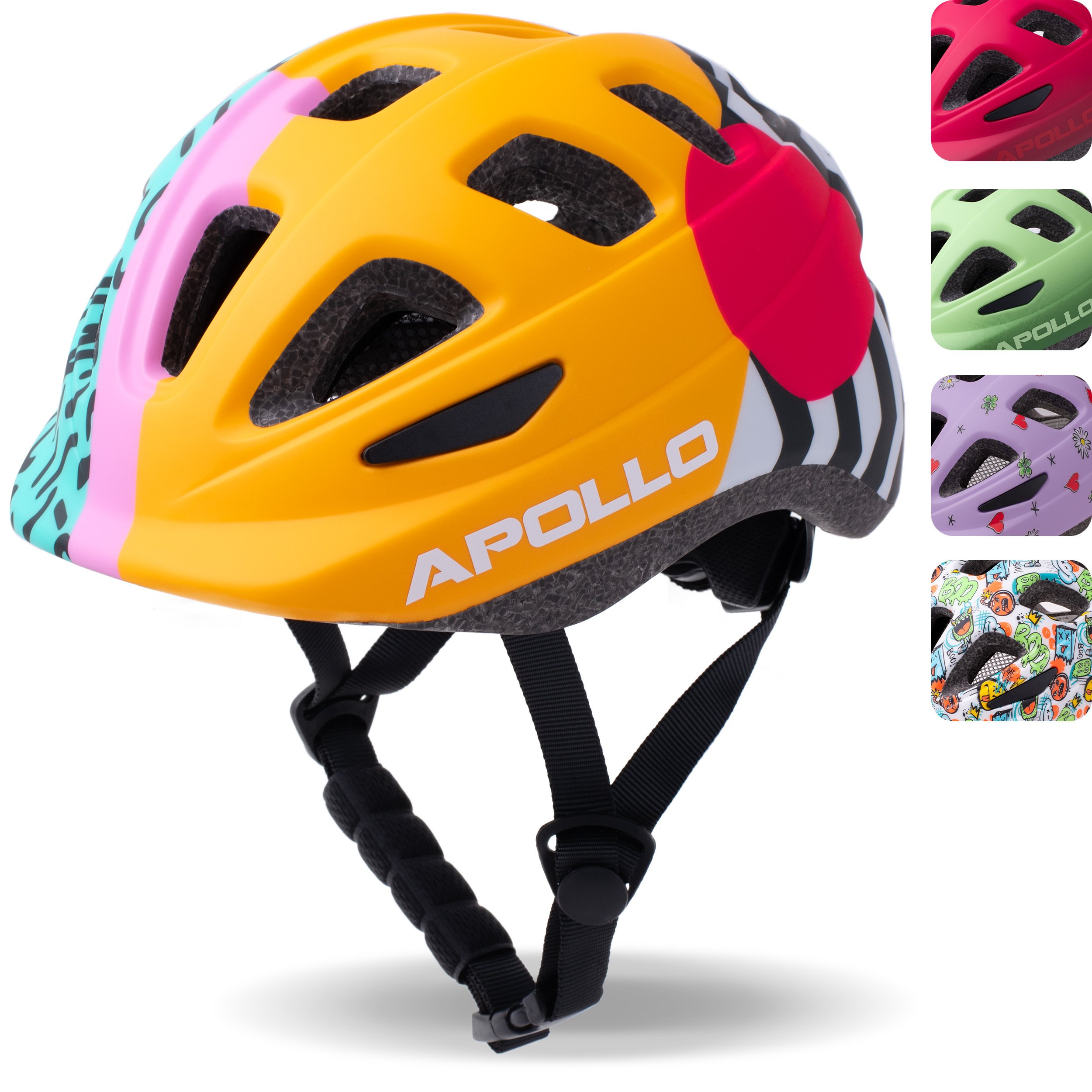 Dziecięcy kask rowerowy Apollo, kask dla dzieci i młodzieży, kask multisportowy - 90's Revival - S (48-52 cm)
