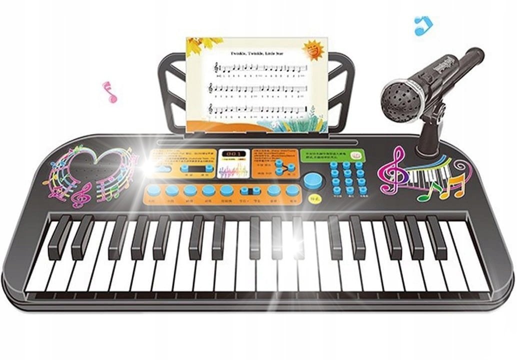 Keyboard Organy Elektroniczne Pianino z Mikrofonem 61 Klawiszy Zasilacz
