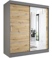 Szafy - Szafa przesuwna 180 cm antracyt + dąb artisan D0-A73 - miniaturka - grafika 1