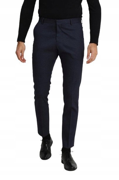 SELECTED HOMME GRANATOWE PROSTE SPODNIE ELEGANCKIE W KANT 48 1KWA