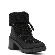 Botki damskie - Love Moschino Botki na słupku shearling | z dodatkiem skóry - miniaturka - grafika 1