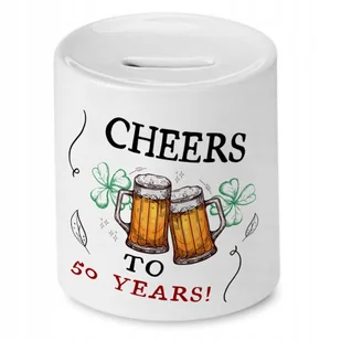 Skarbonka na Urodziny 50 50te 50-te na Prezent z Nadrukiem ze Zdjęciem + Opakowanie na prezent (wzór 02) - Skarbonki - miniaturka - grafika 1