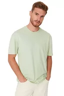 Koszulki męskie - Trendyol Męska koszulka męska bardziej zrównoważona zrelaksowana standardowa dzianinowa koszulka z okrągłym dekoltem, miętowa, XS, Miętowy, XS - miniaturka - grafika 1